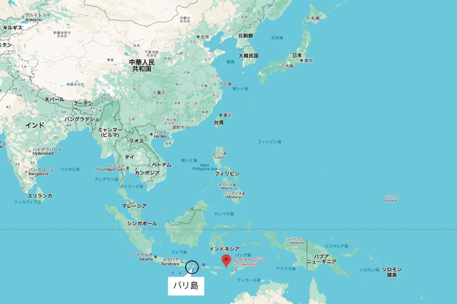 バリ島の噴火の影響